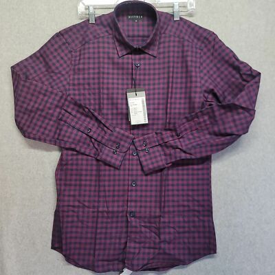 Vistula Mens Purple Milan Plaid Long Sleeve Slim Fit Button Up Shirt Size 39