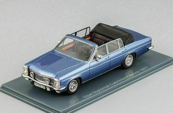 Neo Scale Models Opel Diplomat Cabriolet 1971 Blau Metall 1:43 Resin 46135-image
