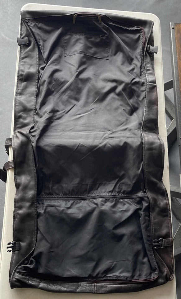 David King & Co. - Bolsa de vestuário de couro Boston 42 polegadas - Marrom escuro - Limpa - Imagem 2 de 4