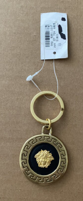 Gianni Versace Authentic Medusa Head Gold & Black Key Chain New W