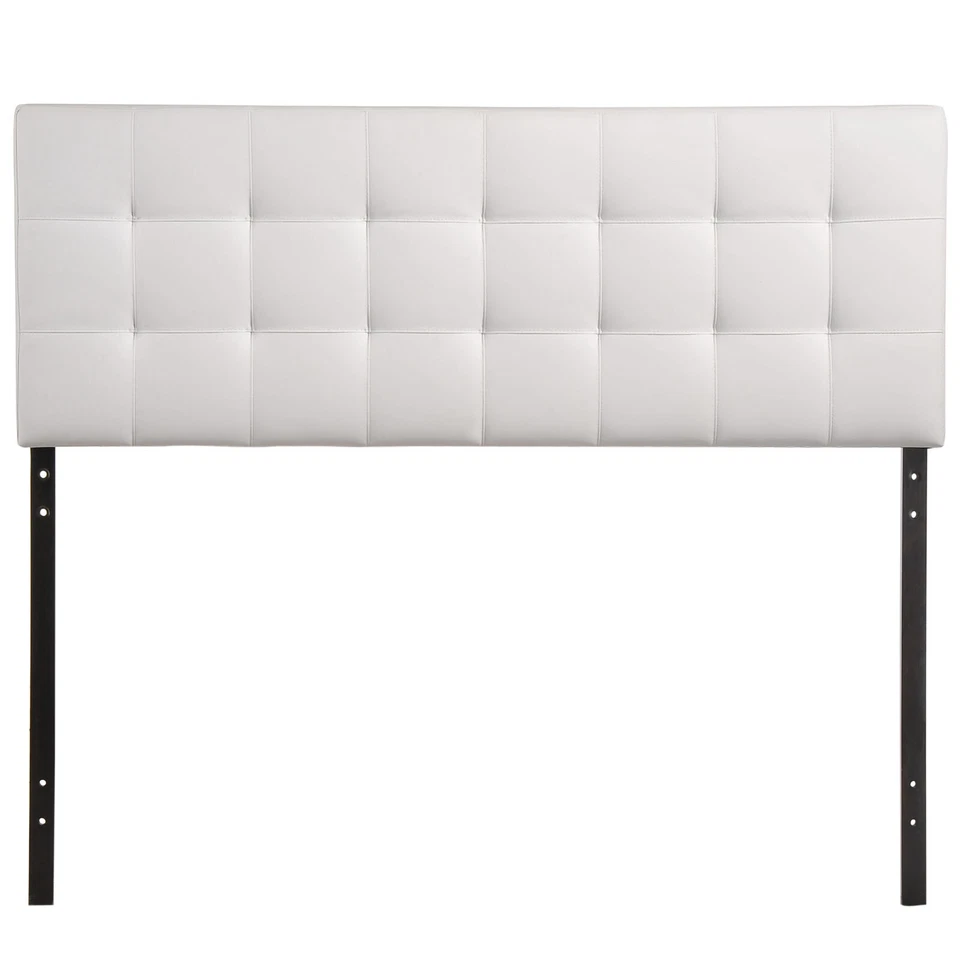 Modway Tufted Upholstered Faux Leather Square Queen Size Headboard in White - Image 3 of 4