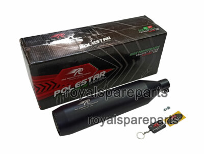 Fit For Royal Enfield Meteor 350 Red Rooster SS Matt Black Exhaust Silencer