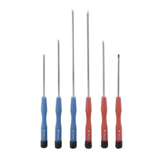 6-Piece Extra Long Shaft Jeweler Precision Screwdriver Set with Swiveling Handle