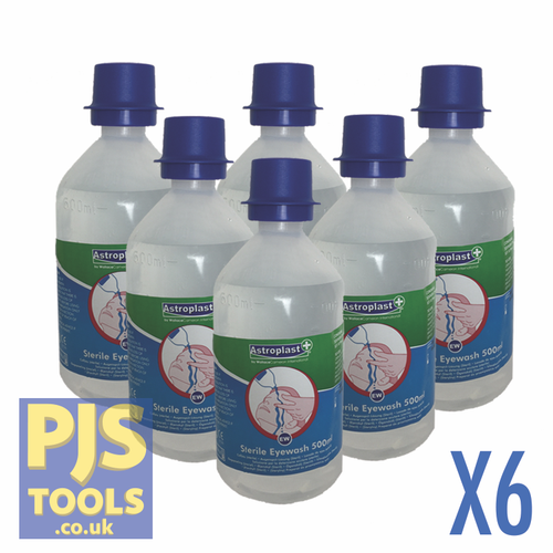 6 x 500ml Eye wash bottle saline solution sterile eye irrigation refill