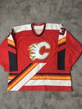 1996-97 Zarley Zalapski Calgary Flames Game Used Worn NHL Hockey Jersey MeiGray