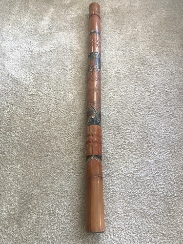 ABORIGINAL DIGERIDOO HANDCARVED HAND DOT-PAINTED dijeridoo Sea Turtle Art Piece