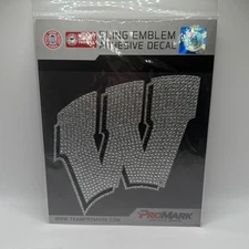 Wisconsin Badgers " W" Auto Bling Emblem Ahesive Decal Sticker Team Promark NCAA