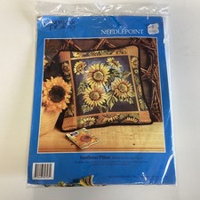 Candamar Designs SUNFLOWER PILLOW 30793 Sealed Needlepoint KIT 14"x14" NEW 1993