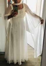 BRAUTKLEID, Pronuptia gr 34, weiß/beige Elfenhaft mit Spitze 