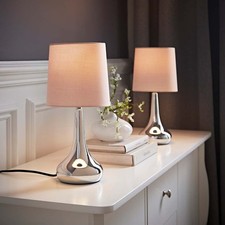 2 x Touch Table Lamps 34cm Dimmer Bedside Lights Living Room Reading Small Lamp