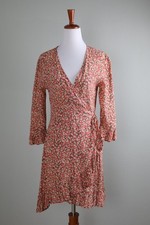 FAITHFULL THE BRAND $140 Anthropologie Crepe True Wrap Floral Dress Size 4