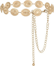 Western Gold Metal Concho Chain Belt, Gold Chain Belt for Women, Western Cowgirl