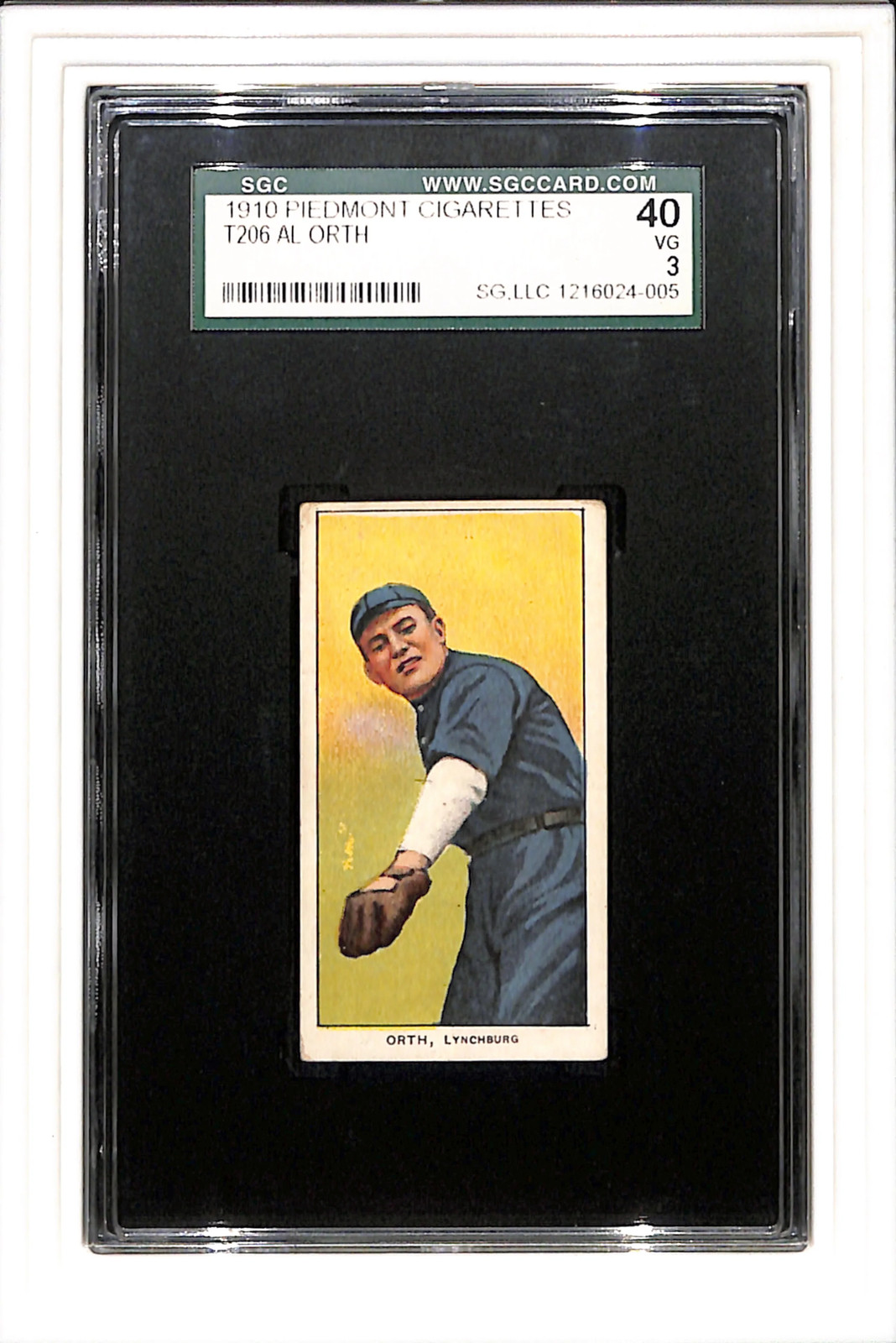 1909-1910 T206 Al Orth SL SGC 3 Piedmont 350