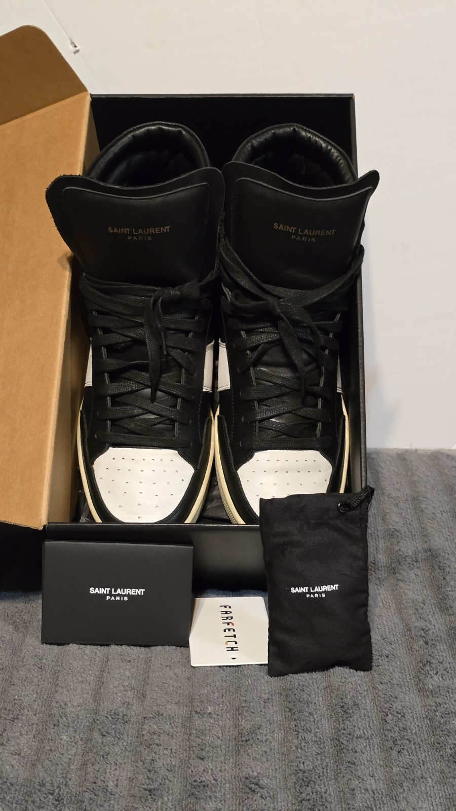 Sneakers alte SAINT LAURENT Court Classic SL 10H nero bianco uomo taglia 41 usate in ottime condizioni