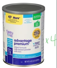 Tippy Toes Advantage Premium Milk Powder Formula 0-12 Months Iron 34oz Cans X 4