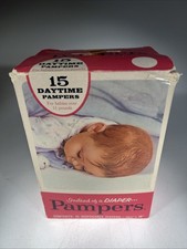 Vintage Pampers Diapers P G Advertising Babies Over 11lbs Complete Box Of 15