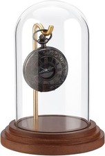Glass Dome Pocket Watch Display Case w Hook Base 5.7x4 Collectible Showcase, New