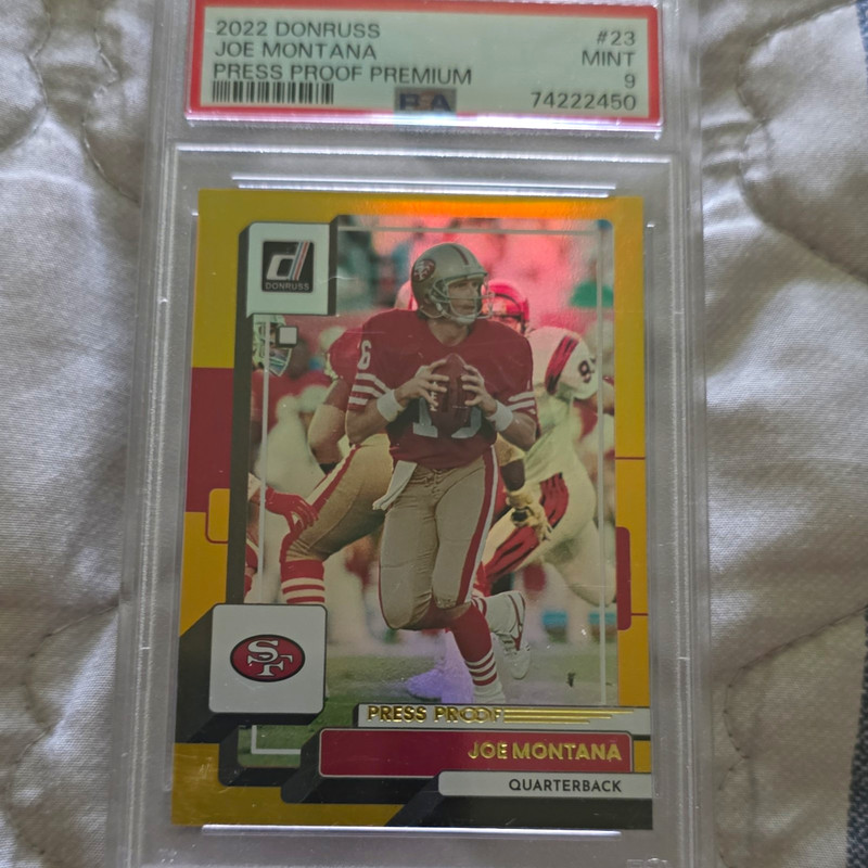 Panini Donruss 2022 Joe Montana 49ers Press Proof Premium #23 PSA 9