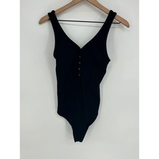 Abercrombie Fitch Soft A F Collection Black Ribbed Henley Bodysuit- M