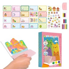 Scratch Paper Art Rainbow Fun Toys Party Activities Kids Squeegee Crafts Kit