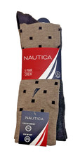 New NAUTICA Size 10-13 Men's Dri-Motion Crew Socks Multicolor w/Logo 5 Pairs