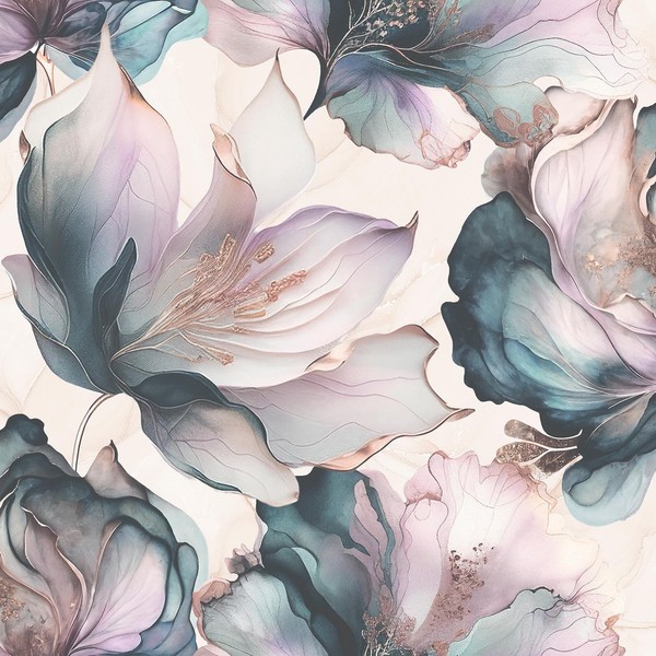 World Of Wallpaper Elysian Floral Vliestapete AF0034 Gold Pink Lila Metallic-image