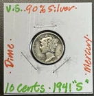 1941 S - 10C Mercury Dime / 90% Silver Coin.