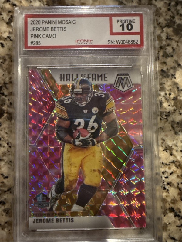 2020 Panini Mosaic Hall of Fame Jerome Bettis #285 Mosaic Camo Pink Prizm NFL