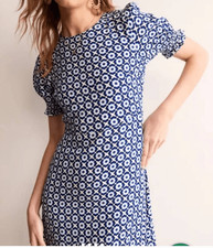 Boden Corrine Midi Blue Floral Tea Dress Sz 4R