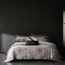 Bedding Set 4 Pcs Colored Jacquard Flat Sheet Duvet Cover 2 Pillowcases Pink