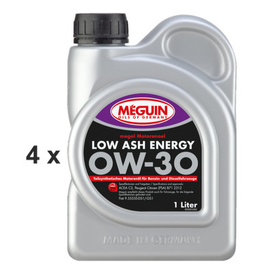4 Liter 4x1 L Meguin Motorenoel Low Ash Energy SAE 0W-30 ACEA C2 Fiat Citroen