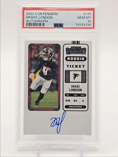 DRAKE LONDON 2022 CONTENDERS ROOKIE TICKET AUTOGRAPH RC AUTO PSA 10 Q3178