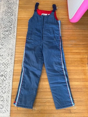 Vintage 70's Polaris Snowmobile Ski Blue Red and White Nylon Bibs Men's Medium - Image 1 of 3