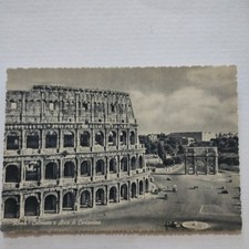 ROME - COLOSSEUM AND ARCH OF CONSTANTINE POSTCARD WHITE BLACK VINTAGE COLLECTION