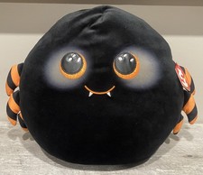 TY “COBB” SQUISHY BEANIES BLACK HALLOWEEN SPIDER 11 Inch Pillow W/ Tag