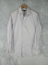Banana Republic Shirt Mens M 15-15.5 White Check Slim Fit Non Iron Dress Cotton