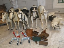 HUGE LOT OF VINTAGE GABRIEL 1970'S LONE RANGER HORSES SADDLLES ACCESSORIES