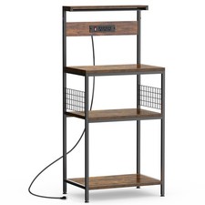 24" Microwave Stand with Power Outlet for Kitchen Storage