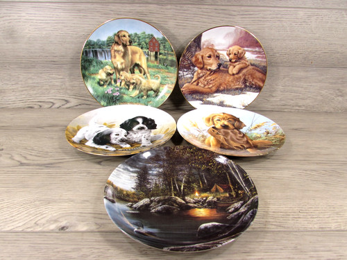 Vintage Golden Retrievers English Setter Sporting Dogs Collector Plates Lot of 5