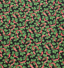 HOLLY LEAVES WITH RIBBONS - COTTON - 1 YARD