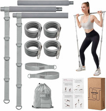Detachable Pilates Bar Kit with Resistance Bands for Full Body Workouts