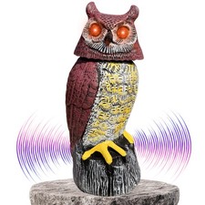 Solar Owl Guard Motion Detector Flashing Eyes Spinning Head OWL01R Realistic