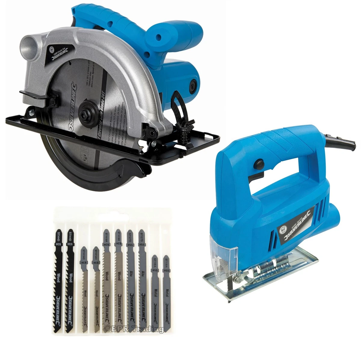 1200W Circular Saw 185mm Skill Saw 350W Jigsaw 230v 10pc Wood Metal Blade
