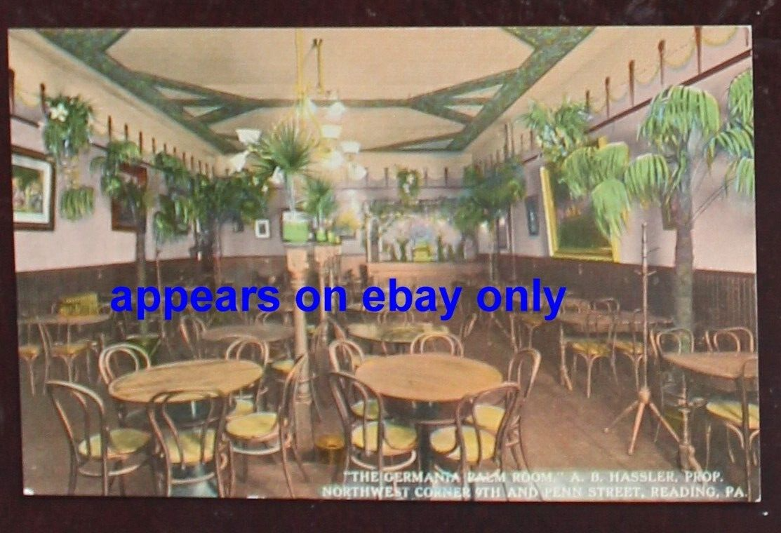 Reading, PA The Germania "Palm Room" 9th and Penn old postcard 1910 eBay