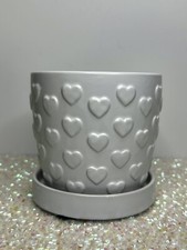 Maceta maceta corazones de cerámica con platillo núcleo mediano de cabaña