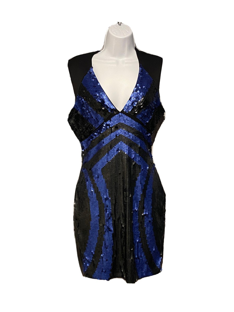 Black Blue SEQUIN MINI DRESS Dressed As 80S GLITZ