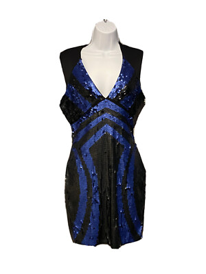 Black & Blue SEQUIN MINI DRESS Dressed As 80S GLITZ | eBay Black & Blue SEQUIN MINI DRESS Dressed As 80S GLITZ | eBay