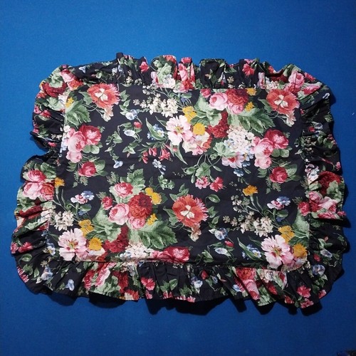 Ralph Lauren Isadora Black KING Ruffled Pillow Sham A+ Condition Floral 20"x26" - Picture 2 of 9