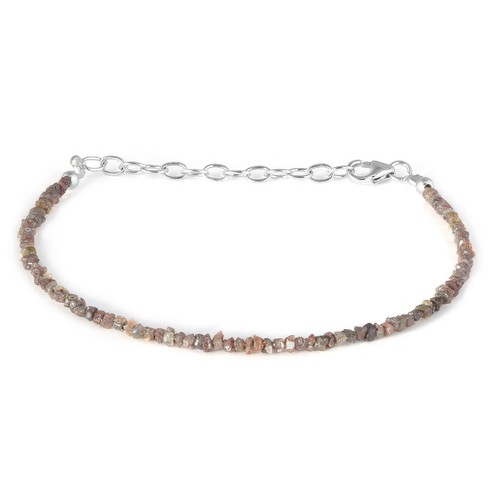 925 Sterlingsilber Natürlich Grobem Brown Diamant Perlen Nuggets Damen Armband - Bild 3 von 4