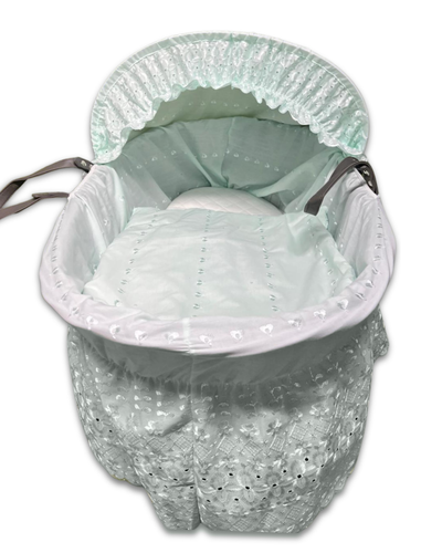 Broderie Anglaise Spare Replacement Moses Basket Dressing Cover Hood Bedding Set - Picture 35 of 36